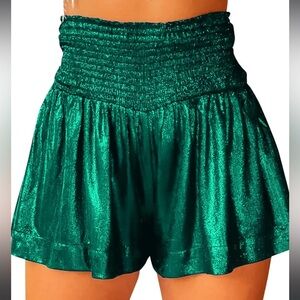 Emerald Green Sparkly Women's Shorts